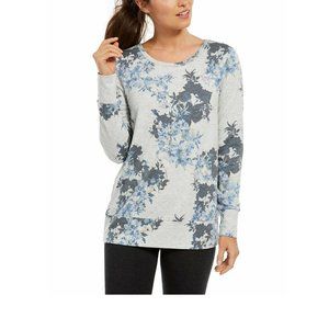 Ideology Women Vintage Botanic Printed Lattice-Back Top, Size Medium, Blue